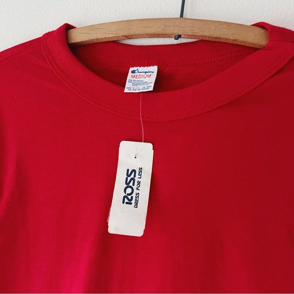 Vintage NOS 80’s Champion red solid single stitched blank t-shirt‎ size M New - Picture 3 of 7